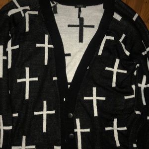 PacSun Nollie Black and White Cross Cardigan